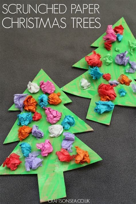 Scrunched Paper Christmas Trees Preschool Christmas