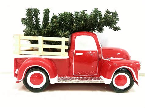 Holiday Time Antique Red Truck With Christmas Tree Table Top Christmas