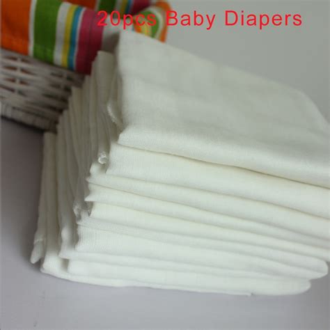 Double Layers 20pcs Baby Cloth Diapers White Color Soft Gauze Cotton