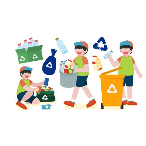 Anak Anak Membantu Mengumpulkan Botol Plastik Di Tempat Sampah Daur
