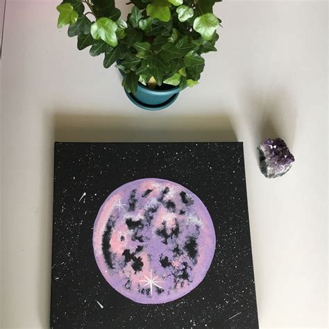 Dreamy Lavender Full Moon Original Piece Celestial Moon Cycle Etsy