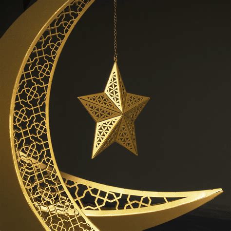 3d Metal Crescent Moon Islamic Decor Ramadan Eid Decoration Muslim