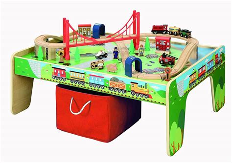 The typical children's train table measures about four feet wide, just shy of three feet deep, and is only a foot and a half high. 50 piece Train Set with Train / Play Table - BRIO and ...