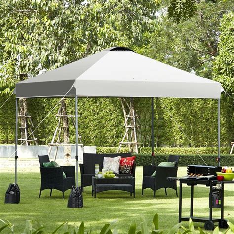 Gymax 10x10 Ft Pop Up Canopy Tent Wheeled Carry Bag 4 Canopy Sand Bag