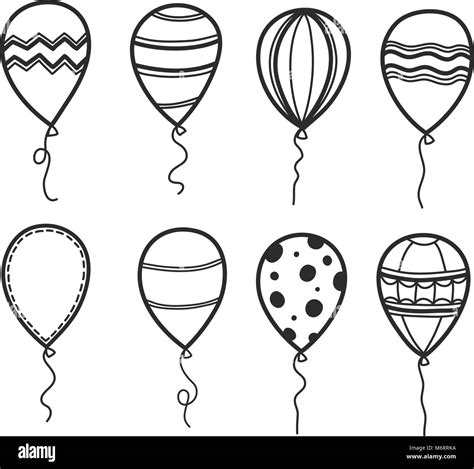 Hand Drawn Doodle Balloons Have Many Styles For Decorating Vector