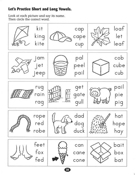 Short And Long Vowels Worksheets