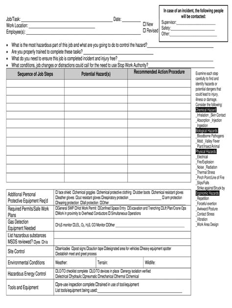 Free Printable Jsa Forms Printable Templates