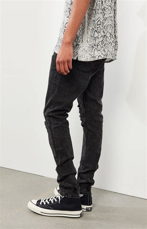 Black Ripped Stacked Skinny Jeans Pacsun