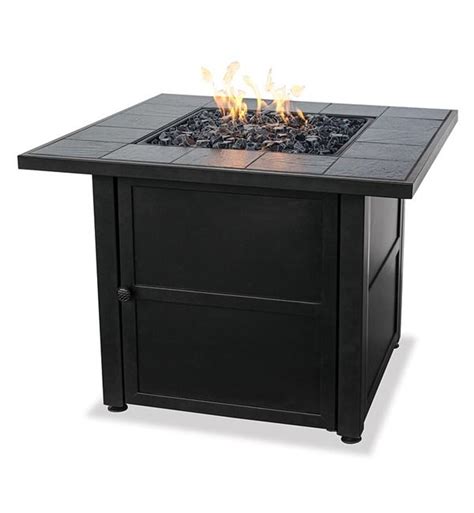 The fire pit features an open design that makes loading wood easy. Square Propane Fire Pit | Fire Pits | Plow & Hearth ...