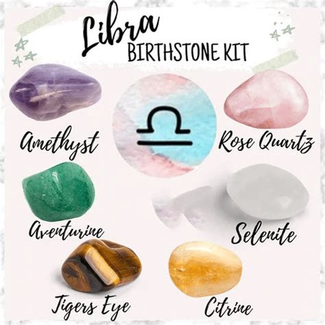 Libra Birthstones Crystal Set 6 Birthstones Polished Etsy