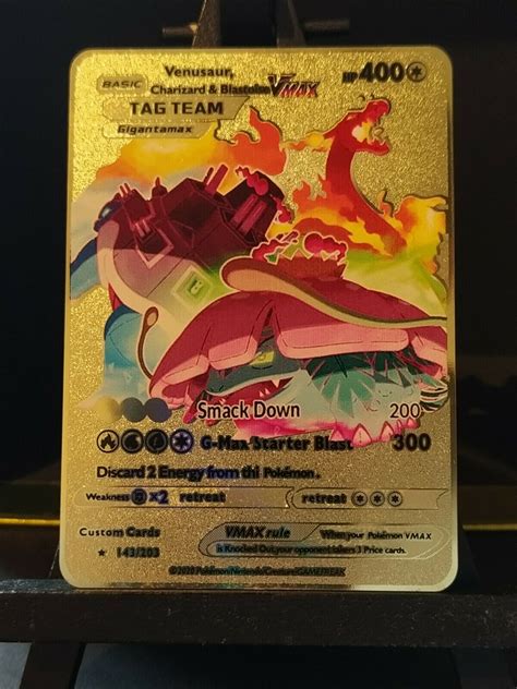 Mavin Pokemon Fan Made Gold Metal Cards Dracaufeu Charizard