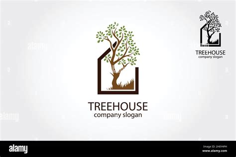 Tree House Vector Logo Illustration Simple Logo Concept With House And