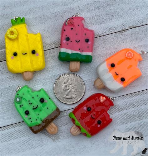 Fruity Popsicle Charm Kawaii Charms Polymer Clay Charms Etsy