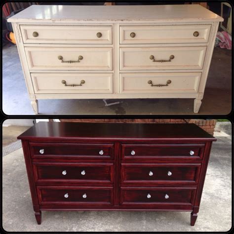 An Old Dresser Has Been Refinished With Paint And New Drawers To Match It