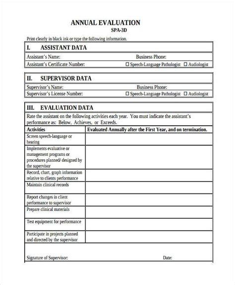 Annual Evaluation Form Sample Images And Photos Finder