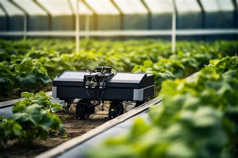 Premium Ai Image Solarpowered Agricultural Robot For Field Work