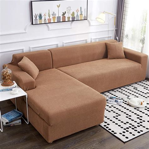 Stretch Knitted Sofa Cover2 Piece Sectional Couch Coversl Shaped Sofa