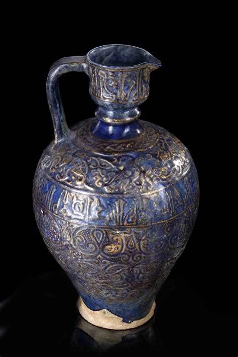 A Monumental Lajvardina Pottery Jug Ilkhanid Persia Th Century