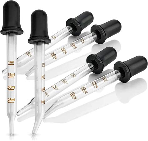 Eye Dropper 6 Pack Bent And Straight Tip Calibrated Glass