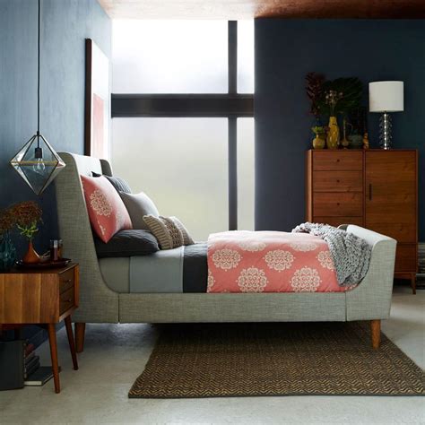 This adds a completely fresh aesthetic to a bedroom that's quickly becoming popular for any type of bedroom. Upholstered Sleigh Bed | west elm UK