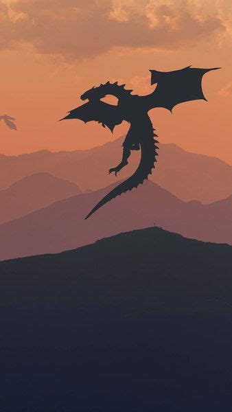 Dragons Fantasy Mountains Landscape Minimalist Digital Art 8k
