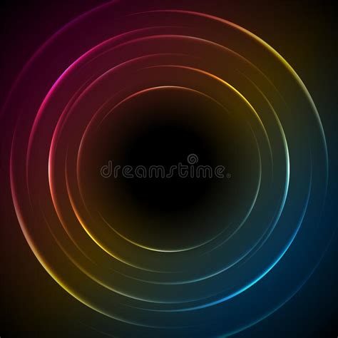 Colorful Neon Laser Rings Abstract Background Stock Vector