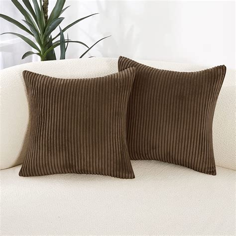 Deconovo Super Soft Set Of 2 Corduroy Cushion Covers 45 X 45cm 18x18