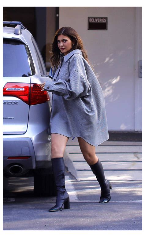 Get The Look Kylie Jenner S Oversized Shirt Dress And Christian Dior Saddl In 2021 Kylie