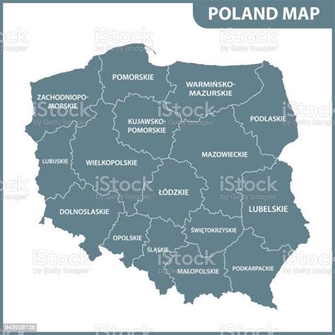 Ilustración De El Mapa Detallado De Polonia Con Las Regiones O Estados
