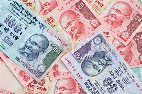 Collection Of The Indian Banknotes Stock Image Colourbox