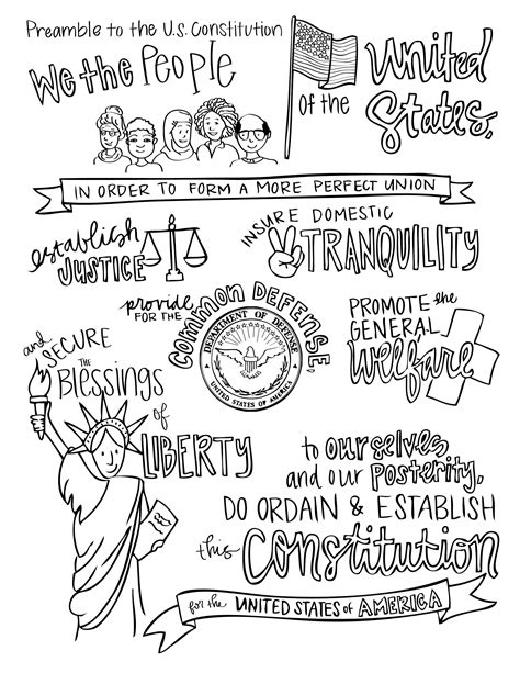 Introduce the constitution to your children with these coloring pages and activity placemats. Color the Preamble and Bill of Rights (With images ...