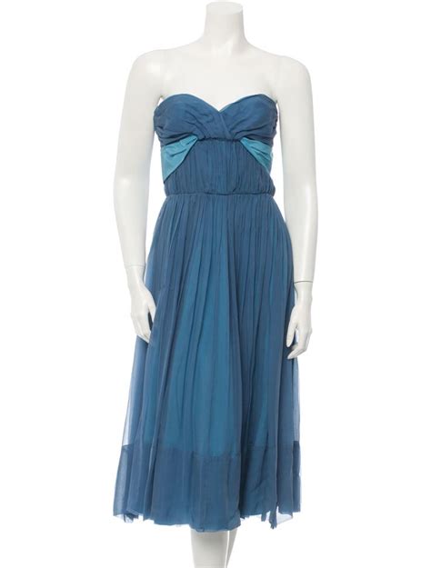 Sky Blue Chloé Silk Dress With Sweetheart Neckline Ruching At Bust