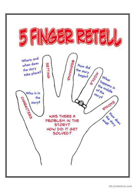 5 Finger Retell English Esl Worksheets Pdf And Doc