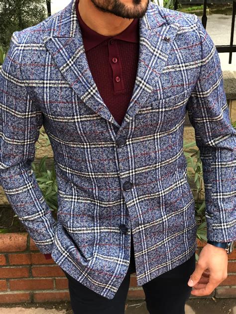 Buy Indigo Slim Fit Plaid Wool Coat By With Free Shipping