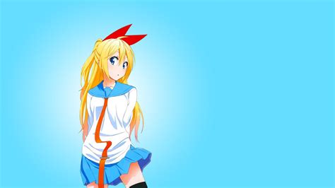 Kirisaki Chitoge Nisekoi Gradient School Uniform Anime Girls Blue