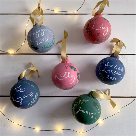 Personalised Bauble Hand Painted Ceramic Bauble Christmas  Etsy