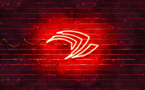 Download Wallpapers Nvidia Red Logo 4k Red Brickwall