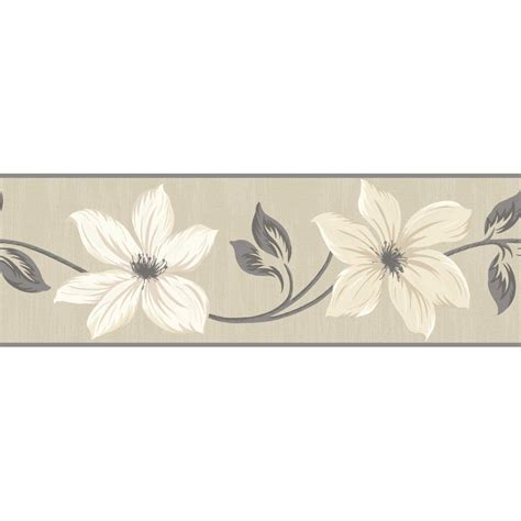 Only the best hd background pictures. gray and cream wallpaper border | Fine Decor Lily Floral White and Grey Wallpaper Border ...