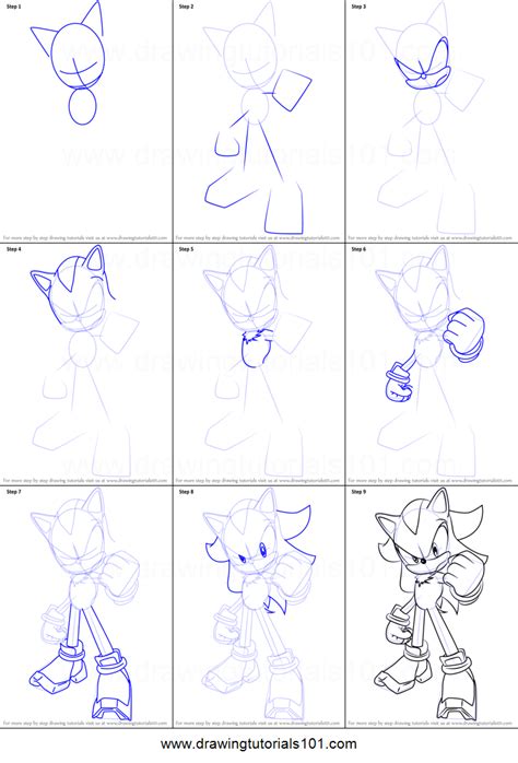How To Draw Shadow The Hedgehog From Sonic The Hedgehog Printable Step