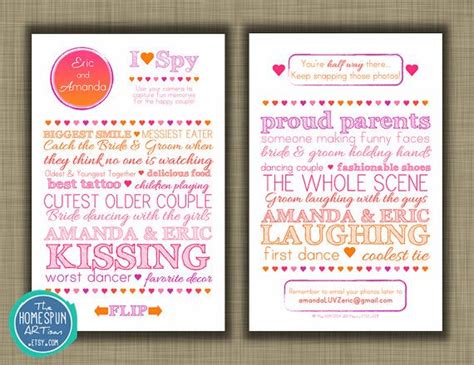 Oct 15, 2020 · this game involves the entire bachelor party and is one of the most fun bar hopping games. Wedding I SPY Reception Game - All Ages - Wedding Eye Spy Scavenger Hunt - Hashtag | Wedding ...