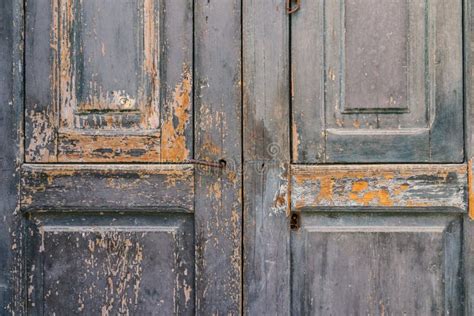 Aged Vintage Peeling Paint Barn Wooden Door Texture As Background Stock