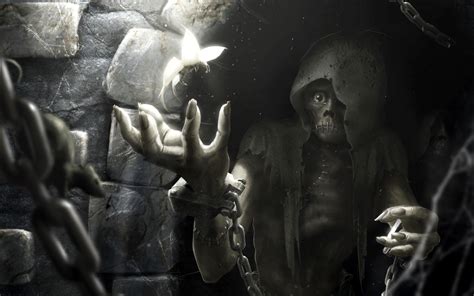 Dark Horror Reaper Grim Hand Magical Light Mood Emotion Prison Chain