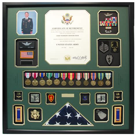 Us Army Cw4 Retirement Shadow Box Display With Flag