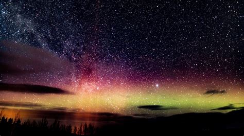 Desktop Wallpaper Colorful Aurora Borealis Northern Lights Night
