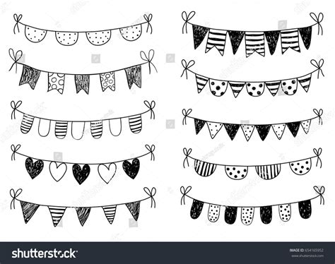 Vector Set Hand Drawn Doodle Buntings Stock Vector Royalty Free