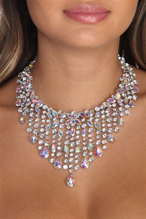 Silver All That Glam Rhinestone Bib Necklace Statement Jewelry