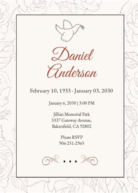 Free Funeral Invitation Template PRINTABLE TEMPLATES
