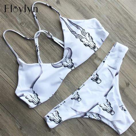Floylyn Sexy Push Up Bikini Swimsuit Ngau Tau Print Summer New