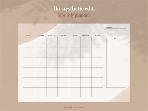 Monthly Printable Planner The Aesthetic Edit A4 Original Etsy