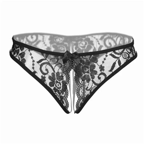 Sexy Floral Lace Thongs With Open Crotch And Bow Detail Temu